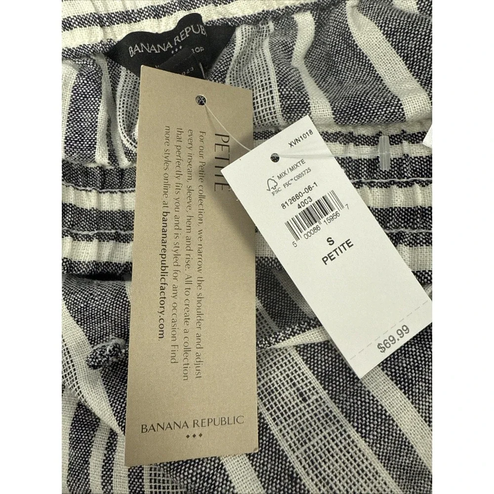 BANANA REPUBLIC Factory Wide Leg High Rise Drawstring Striped Cropped PANTS SP